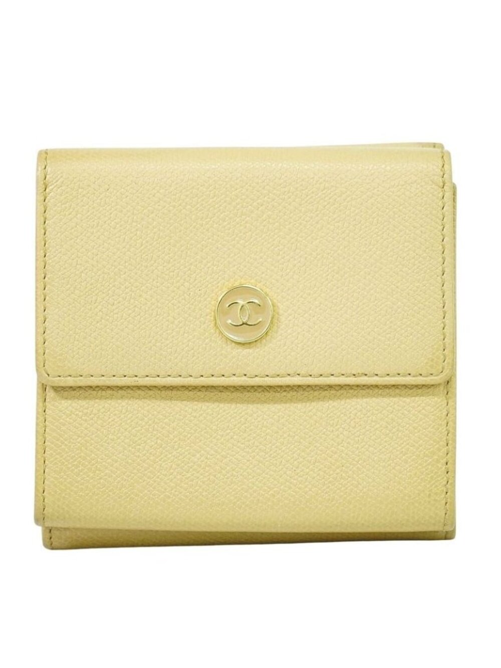 Chanel Coco Mark Button Trifold Fold Wallet Compact